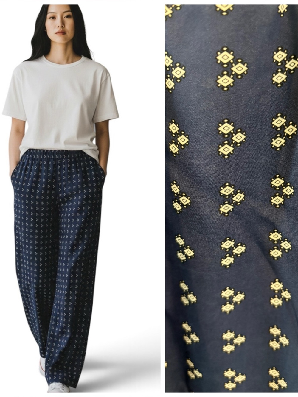 CABALLERO Navy Diamond Pattern Pants